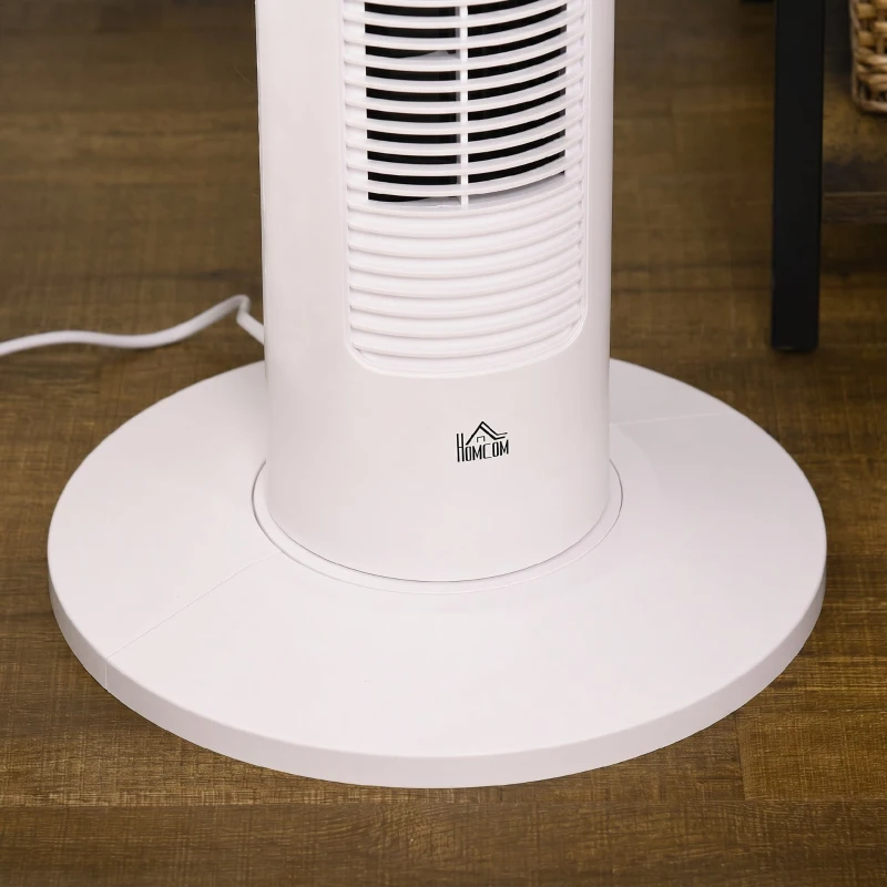 HOMCOM Ventilator turn 45W cu 3 moduri și 3 viteze, timer de 12h, din ABS și aluminiu, Ø31.5x93 cm, alb