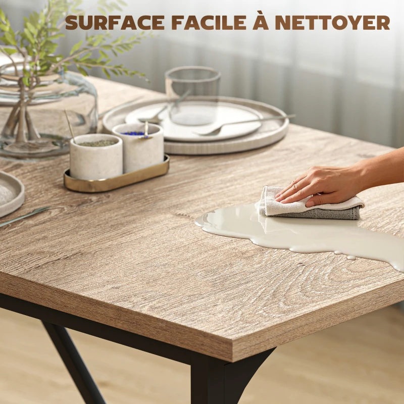 HOMCOM Table à manger rectangulaire pour 6-8 personnes table de cuisine style industriel 180 x 80 x 75,5 cm effet bois naturel