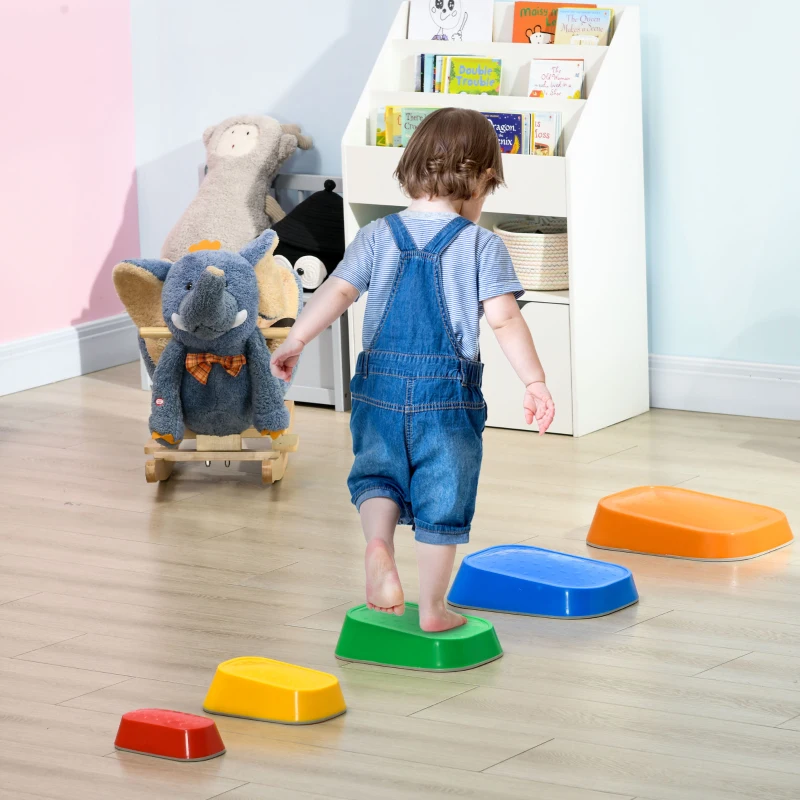 ZONEKIZ Jogo de Equilíbrio para Crianças de 3-8 Anos Conjunto de 5 Degraus para Treino de Equilíbrio 36x27,5x31 cm Multicor