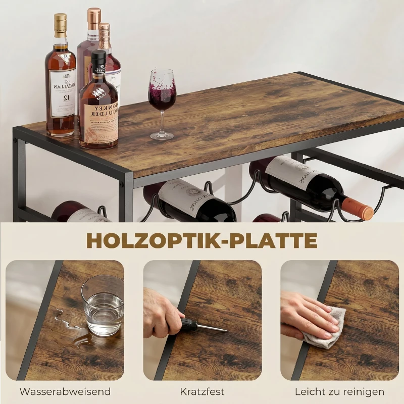 HOMCOM Weinregal für 30 Flaschen freistehendes Flaschenregal aus Metall für Keller Lagerraum 59 x 30 x 88,5 cm Rustikal-Braun