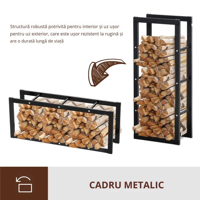 HOMCOM Raft Lemne pentru Intern si Extern Negru, 40x25x100cm