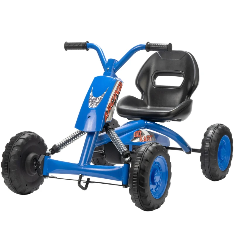 AIYAPLAY Kart a Pedais Go-Kart com Rodas PP Estrutura de Aço Carga 30 kg para Crianças 2-5 Anos 84x54x56 cm Azul