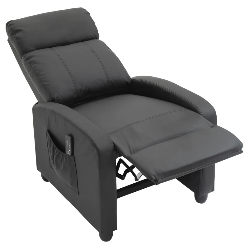 HOMCOM Poltrona Relax Massaggiante con Telecomando e 8 Programmi, Reclinazione e Poggiapiedi, 68x88x98cm, Nero
