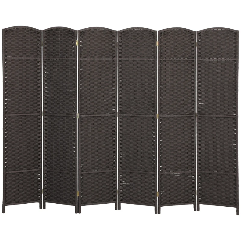 HOMCOM Biombo de 6 Painéis Separador de Ambientes Dobrável 240x1,6x170 cm para Sala de Estar Dormitório Escritório Marrom