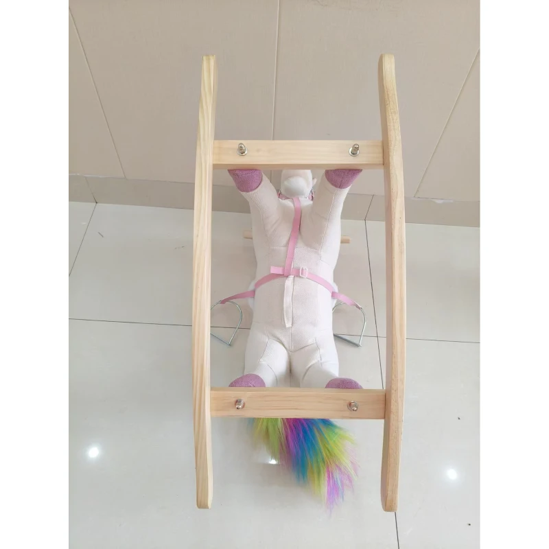 AIYAPLAY Căluț Balansoar pentru Bebelusi Design Unicorn cu Sunet Cal Balansoar Bază din Lemn pentru Copii 1-3 Ani Crem
