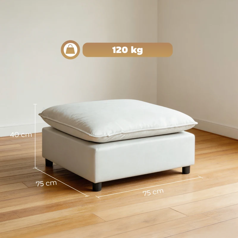 HOMCOM Repose pied salon carré, ottoman avec pieds en plastique, pouf salon pour chambre à coucher, entrée, 75x75x40 cm, gris