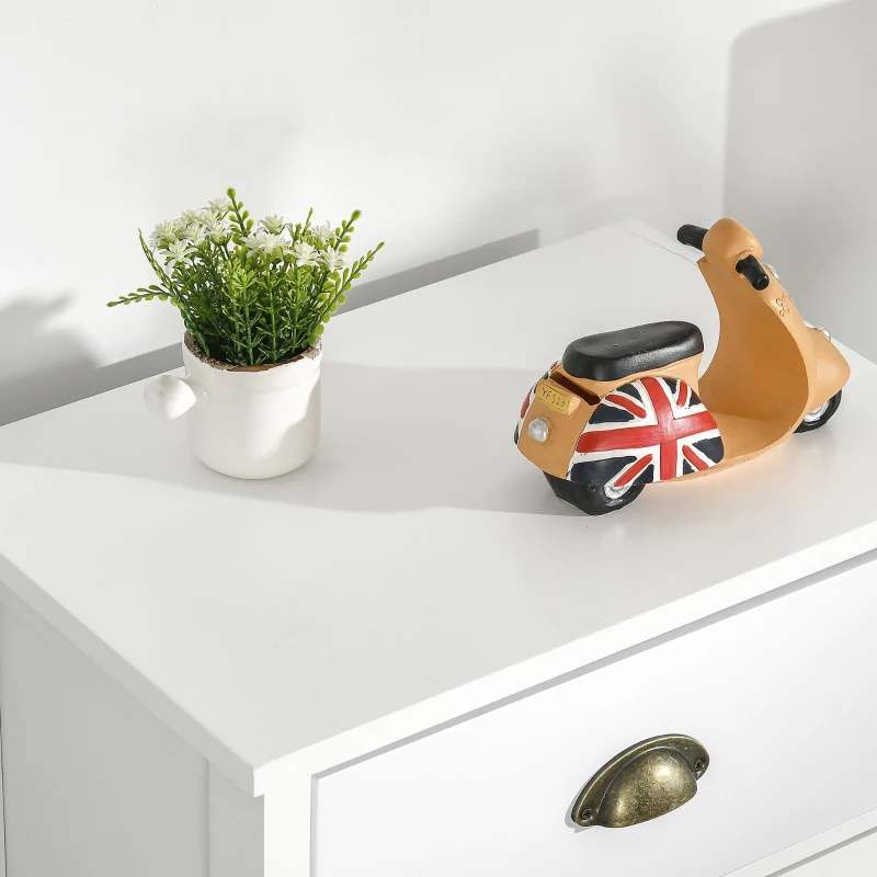 HOMCOM Chiffonnier commode meuble de rangement 5 tiroirs multicolores avec poignée métal coquille MDF - dim. 45L x 30l x 95,4H cm