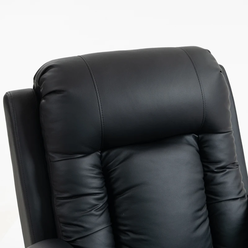 HOMCOM PU Leather Recliner Chair, Recliner Armchair with Extended Footrest, Cup Holders and Side Pockets, Black