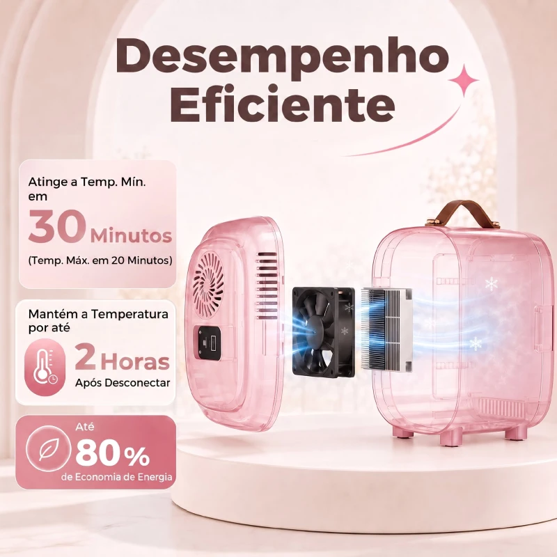 HOMCOM Frigorífico Pequeno de Cosméticos 4L 9V/240V para Arrefecer e Aquecer Mini Frigorífico para Beleza 20,3x26,3x28 cm Rosa
