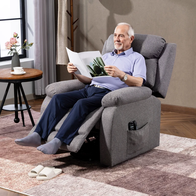 HOMCOM Fauteuil releveur électrique massant et chauffé, fauteuil inclinable, ports USB, repose-pied, 86x94x105cm, gris