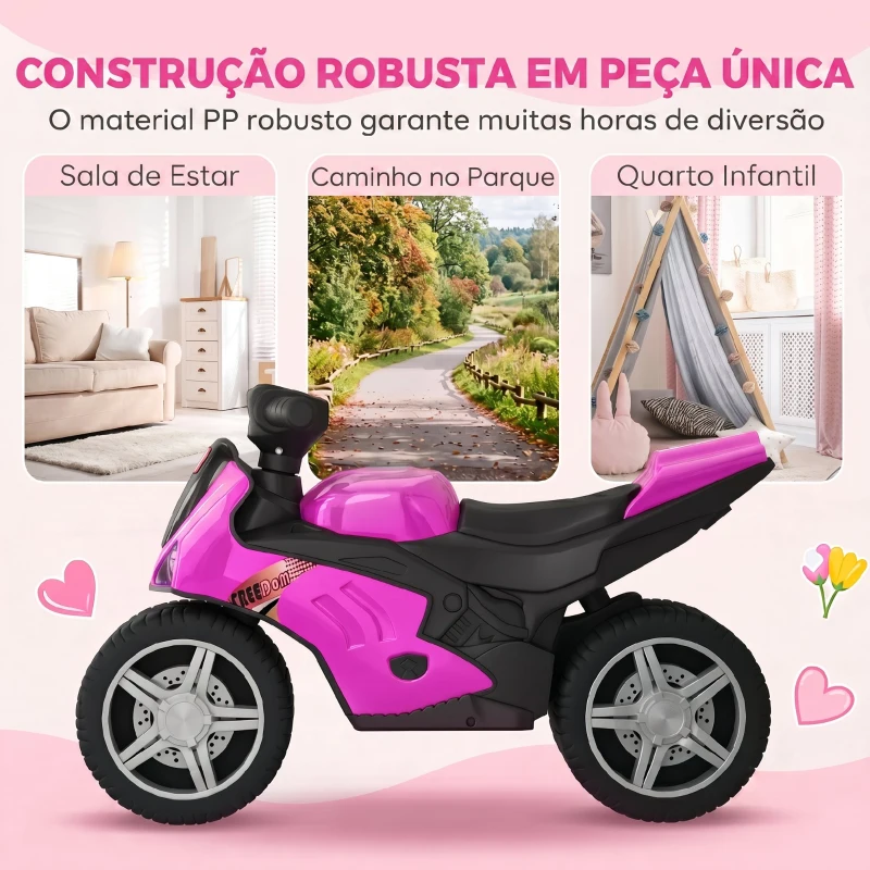 AIYAPLAY Mota de Equilíbrio Infantil sem Pedais com Música e Rodas Extra Largas para Crianças dos 18–36 Meses Rosa