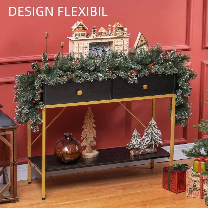 HOMCOM Ghirlandă de Crăciun cu 50 de lumini LED albe și decorațiuni, din plastic și metal, 180x30x30 cm, verde