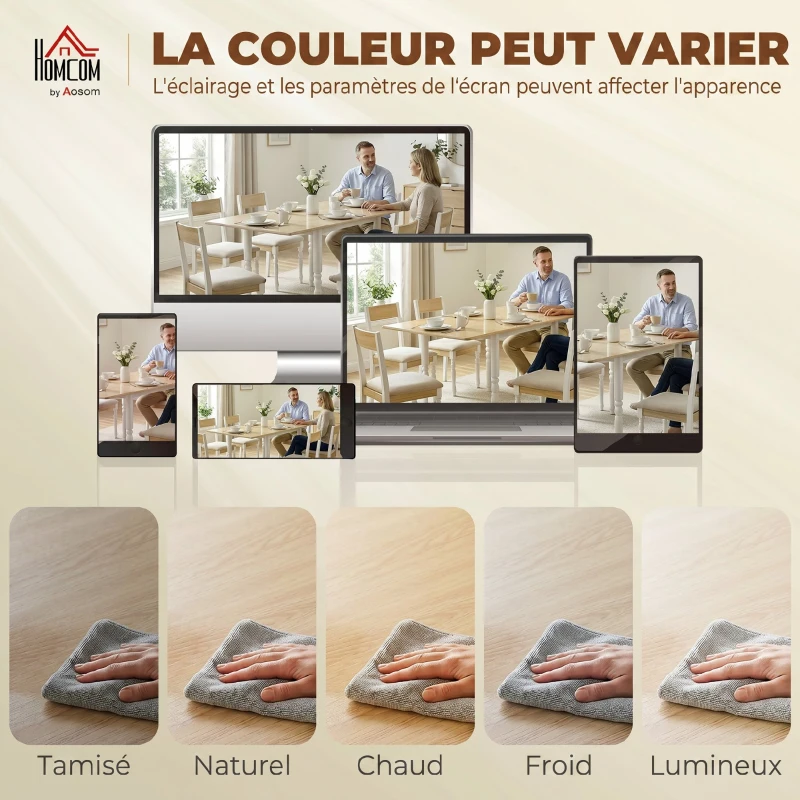 HOMCOM Table à manger pliante pour 2 à 6 personnes 74-134 cm, table de cuisine avec 2 abattants, pieds en acier, bois naturel
