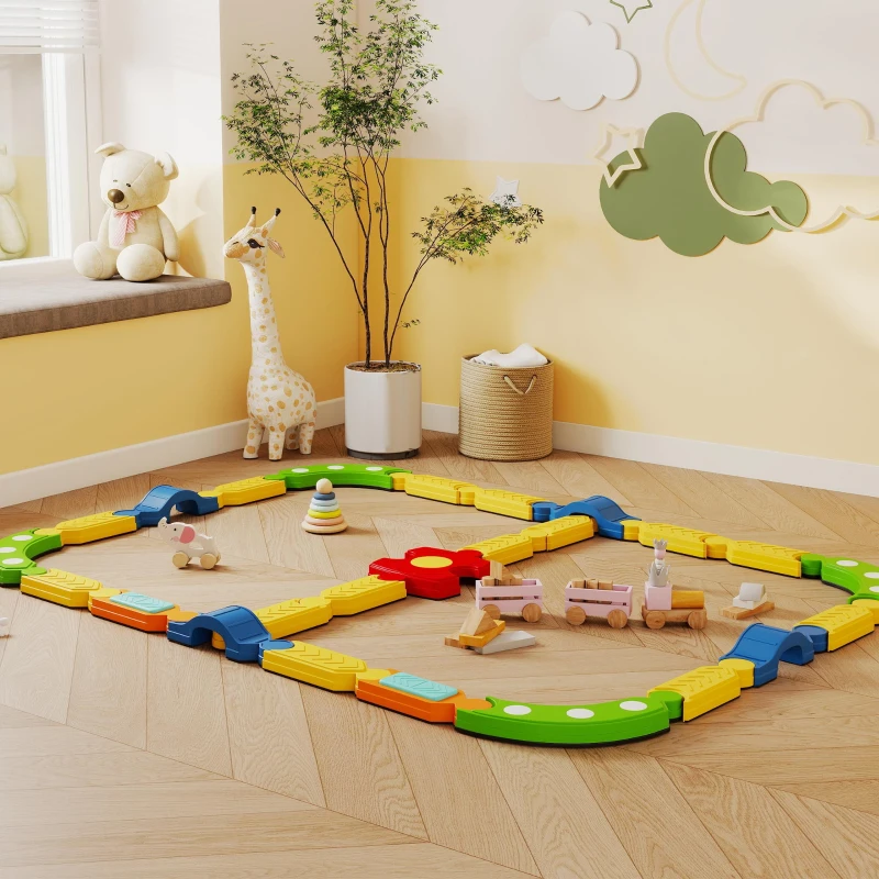 AIYAPLAY Balancebalken für Kinder, interaktives Gestell, rutschfest, Kunststoff, Bunt