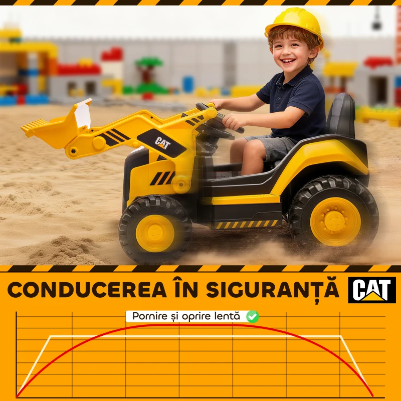 AIYAPLAY Buldozer Electric pentru Copii 3-6 Ani Marca Oficială Caterpillar 12V cu Telecomandă, Galben