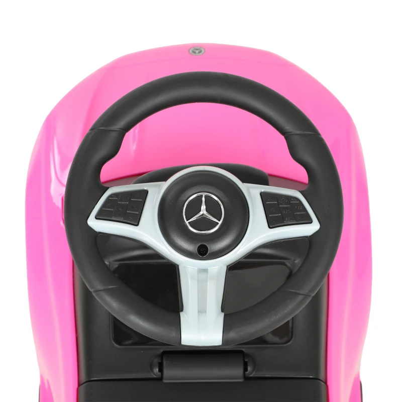 AIYAPLAY Correpasillos 3 en 1 Mercedes-Benz con licencia, barrera de seguridad, espacio de almacenamiento, claxon, 83x40x90cm, Rosa