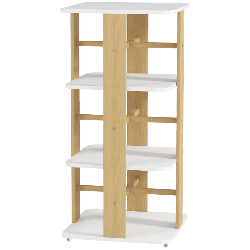 AIYAPLAY Estantería para Libros Infantil Librería Infantil con Ruedas Estantería Infantil con 3 Estantes Blanco y Natural