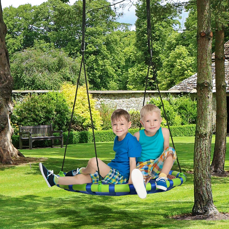 Outsunny Baloiço Infantil Ninho com Altura Ajustável para Crianças de 3-8 Anos Carga 150 kg para Exterior Ø100x120-180 cm Azul