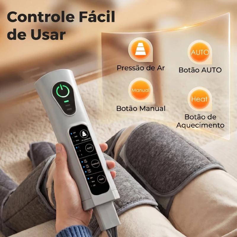 HOMCOM Massajador de Pernas com Calor e Compressão 3 Modos Automáticos e 3 Intensidades Cinzento