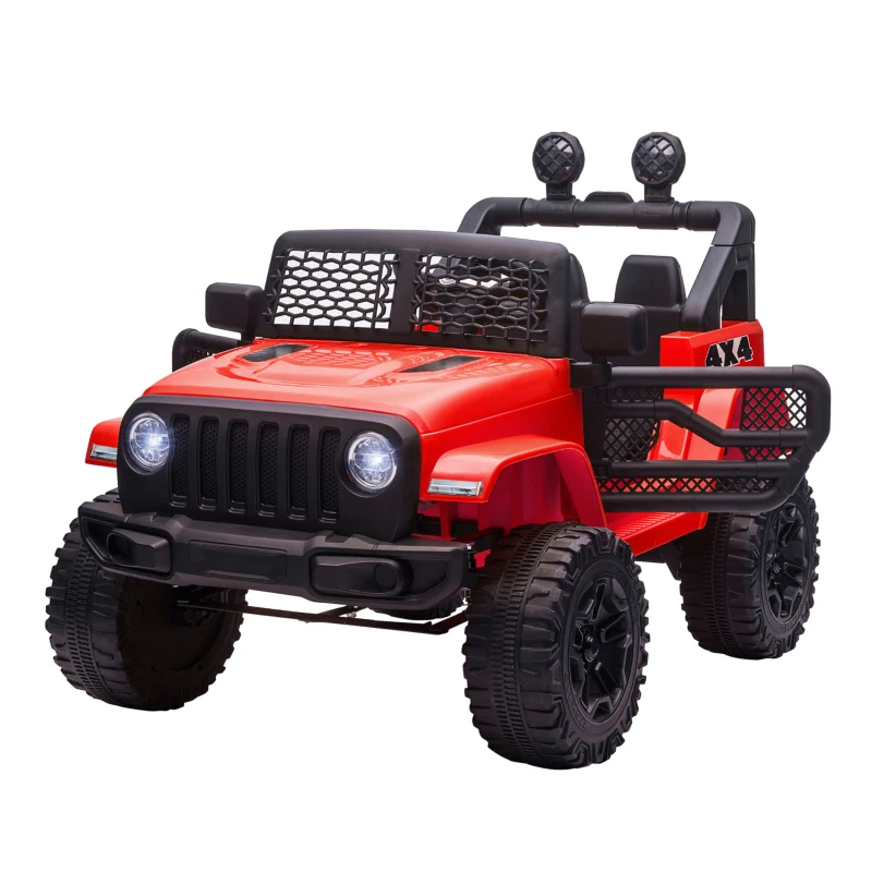 HOMCOM Kids Ride On Car, 12V Electric Cars for Kids with Parental Remote Control, 2 Motors, 4-Wheel Suspension, LED Lights, Horn, 3-5km/h, Battery Powered Ride On Toy for 3-6 Years Old Red