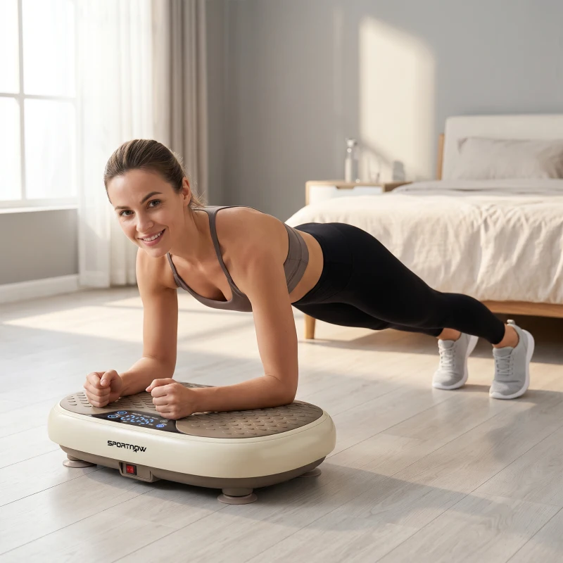 SPORTNOW Plataforma Vibratoria con 20 Niveles de Velocidad 3 Programas Pantalla LED Control Remoto para Hacer Ejercicio en Casa