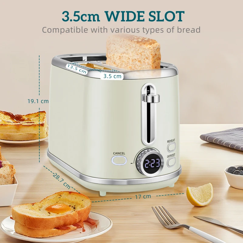 HOMCOM Polished Retro 40-100°C Kettle and Toaster Set - Grey