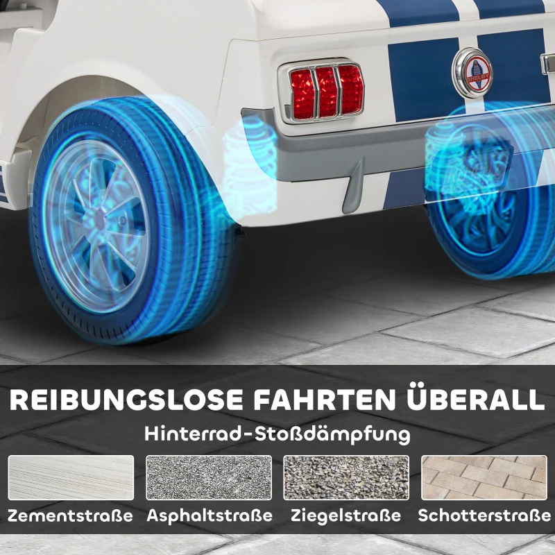 AIYAPLAY 12V Kinderauto met Afstandsbediening, 2 Motoren, Claxon, LED Verlichting en Muziek, Wit