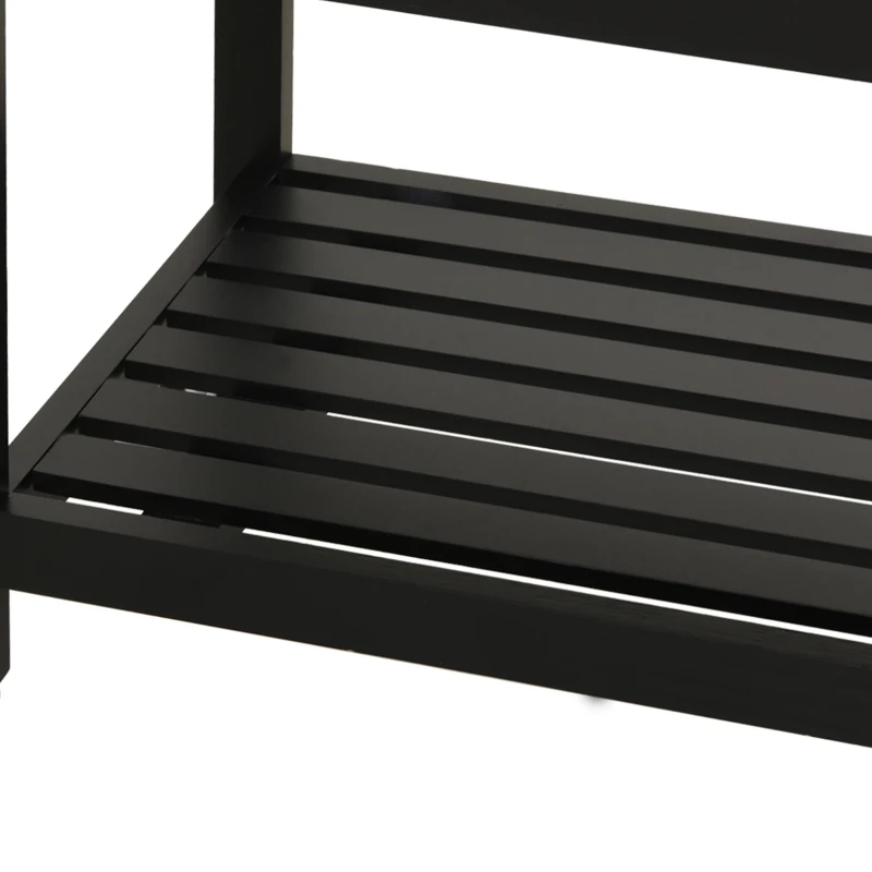 HOMCOM Carucior de Servire, carucior pentru bucatarie cu raft pentru sticle, 60L x 40l x 85h cm, blat din inox, negru