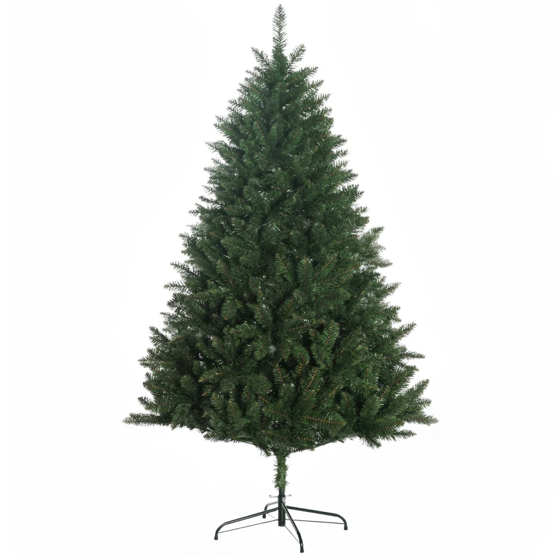 HOMCOM Brad de Crăciun artificial 180cm, cu 800 de ramuri și bază din metal, verde