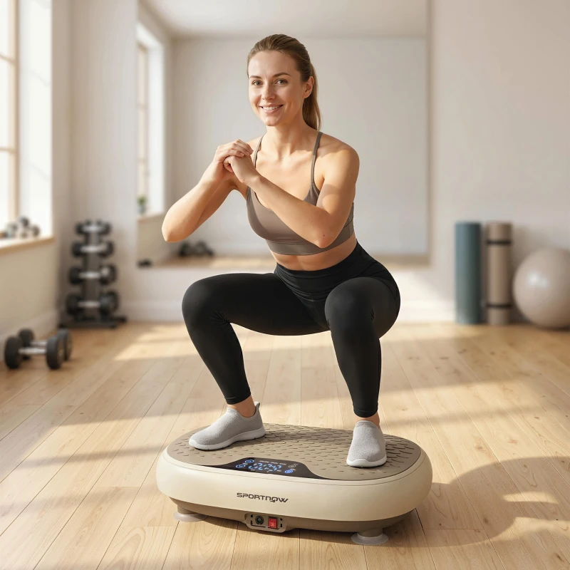 SPORTNOW Plataforma Vibratoria con 20 Niveles de Velocidad 3 Programas Pantalla LED Control Remoto para Hacer Ejercicio en Casa