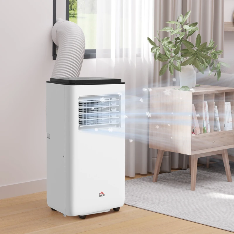 HOMCOM Aer condiționat portabil 750W cu 5 moduri și 2 viteze, din ABS și oțel, 33x28x70,4 cm, alb