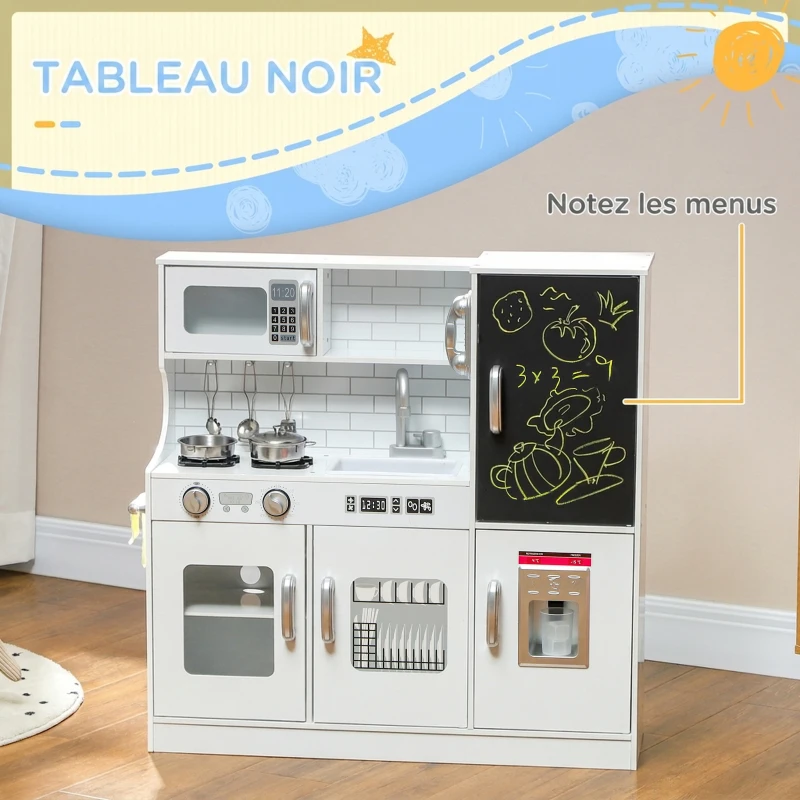 AIYAPLAY Cuisine enfant jouet d'imitation pour enfant - dinette enfant de 3-8 ans, blanc