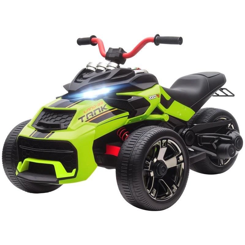 AIYAPLAY Quadricilo Elétrico para Crianças 12V com 2 Motores Velocidade até 5 km/h 3 Rodas Faróis Buzina Música 113x74x63 cm Verde