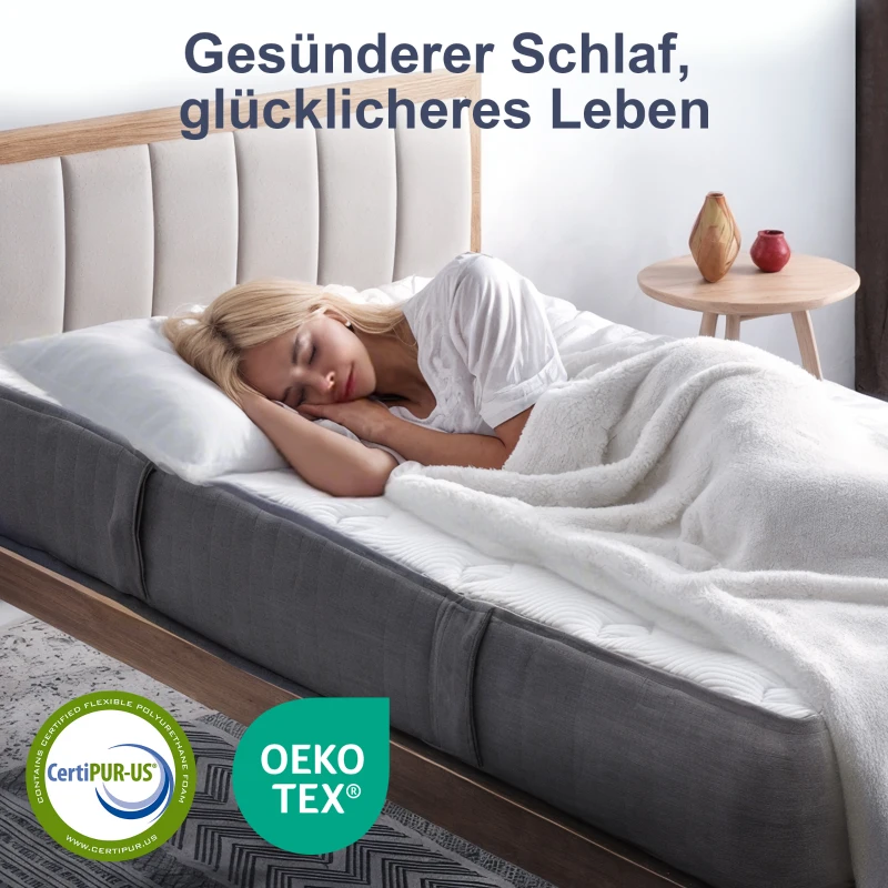 HOMCOM Matras 90x200 cm 25,8 cm hoogte 7-zones ergonomisch met afneembare wasbare hoes