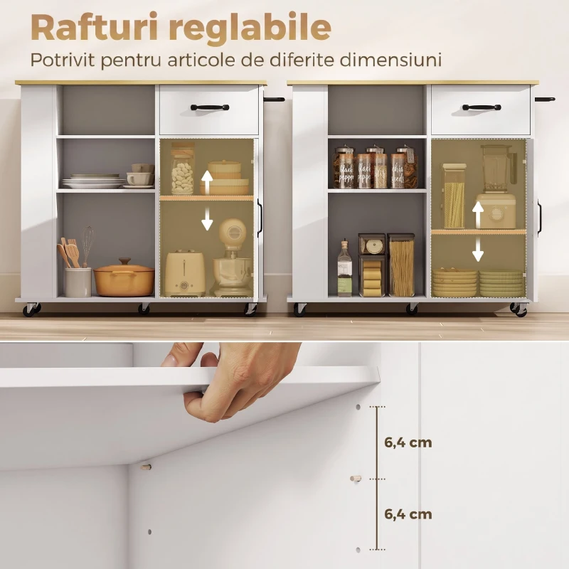 HOMCOM Cărucior mobil multifuncțional pentru depozitare
