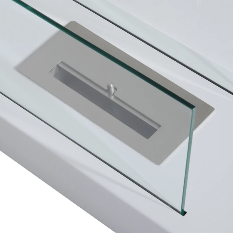 HOMCOM Camino a Bioetanolo da Tavolo 830 W Bruciatori senza Residui Inodore In Acciaio Inox con Vetro 35x18x21 cm Bianco