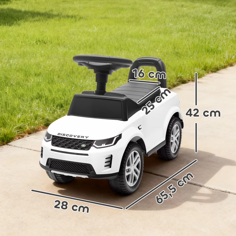 AIYAPLAY Carro Andador para Crianças  com Licença de Land Rover com Armazenamento Buzina Sons de Motor 65,5x28x42 cm Branco
