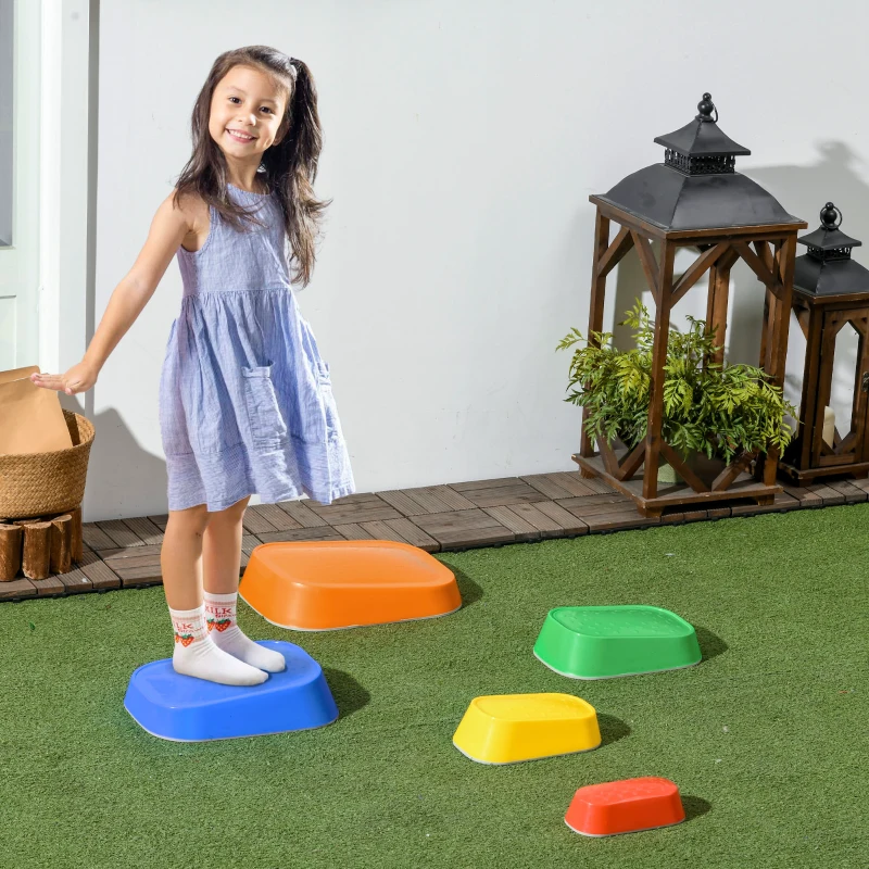 ZONEKIZ Jogo de Equilíbrio para Crianças de 3-8 Anos Conjunto de 5 Degraus para Treino de Equilíbrio 36x27,5x31 cm Multicor