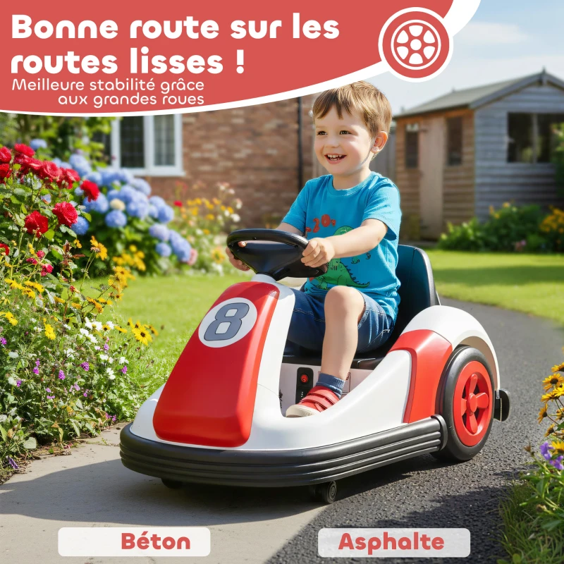 AIYAPLAY Auto-tamponneuse enfant 6V, rotation à 360°, voiture tamponneuse électrique enfant avec double moteur, musique et klaxon