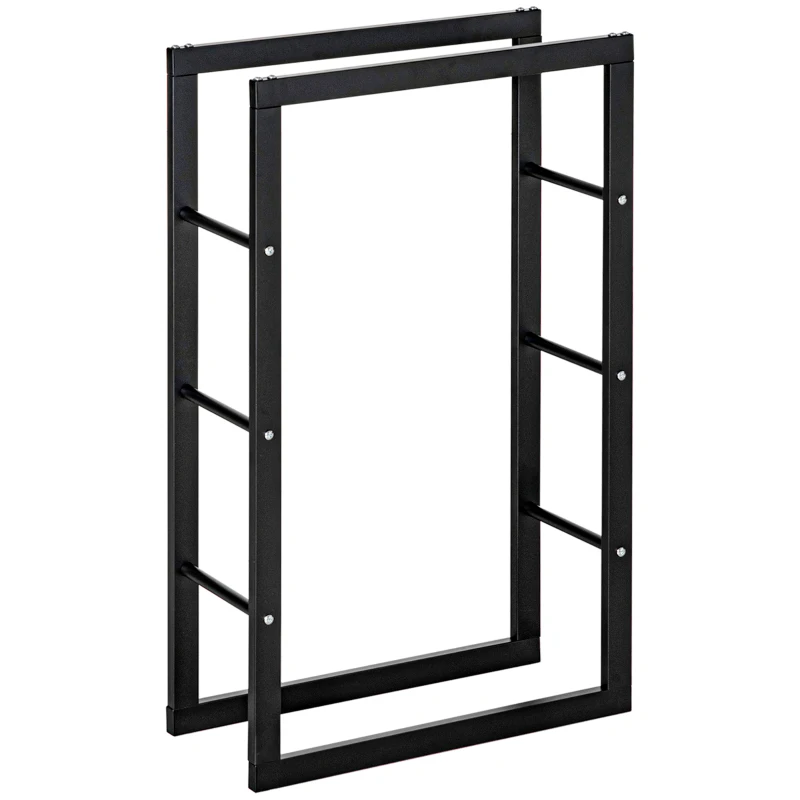 HOMCOM Suport Lemne pentru Interior și Exterior din Țevi de Fier, Capacitate 100 kg, 60x25x100 cm