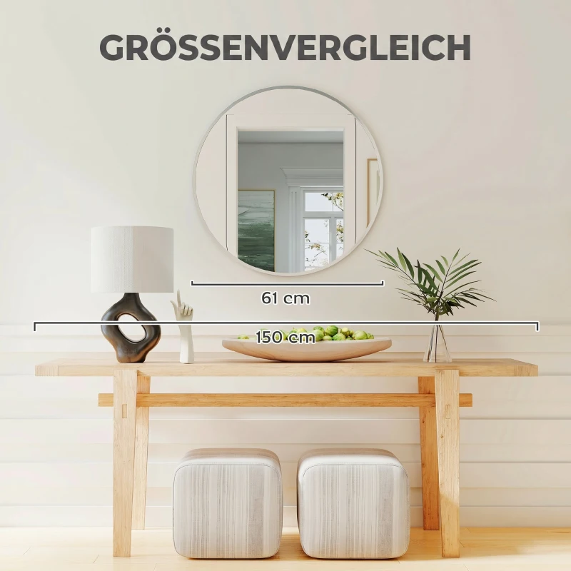 HOMCOM Wandspiegel, modernes Design, 61 x 61 cm, Silber
