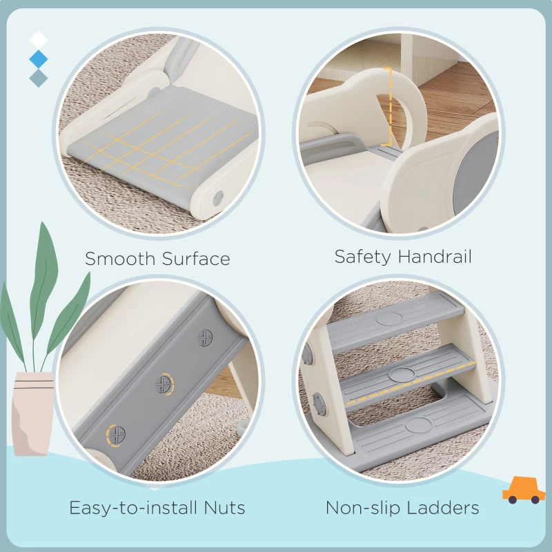 AIYAPLAY Foldable Kids Slide, Freestanding Baby Slide, for Ages 1.5-3 Years, Grey & Beige