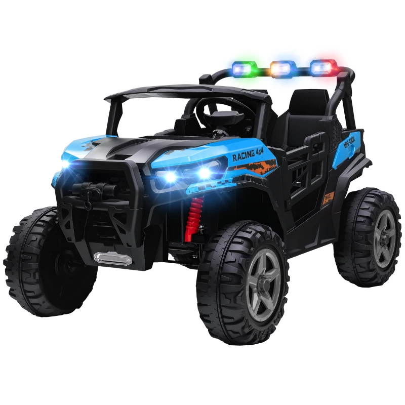 AIYAPLAY 24V Electric Ride on Car, 2-Seater Electric Car for Kids with Remote, Bluetooth, Soft Start, Suspension Spring, Blue
