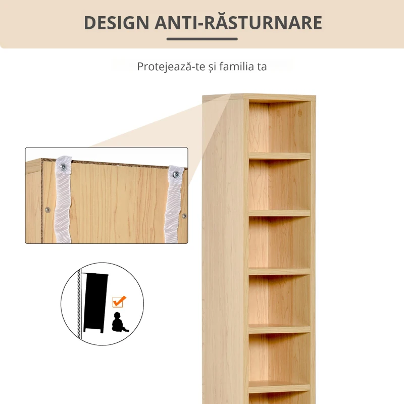 Homcom Set de 2 Dulapuri cu rafturi Mobilier 6 Rafturi in Lemn MDF 21X19.2X88.3cm