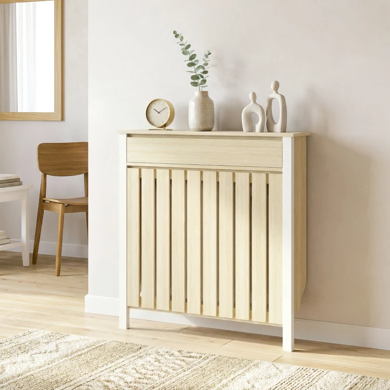 HOMCOM 93 x 88.5cm Rustic-Look Radiator Cover - Oak