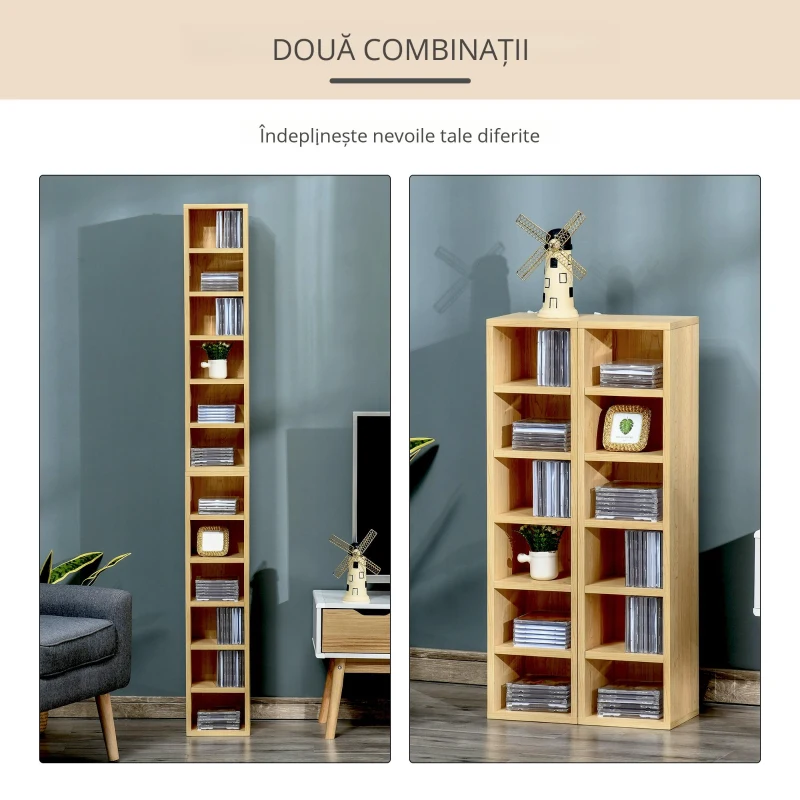 Homcom Set de 2 Dulapuri cu rafturi Mobilier 6 Rafturi in Lemn MDF 21X19.2X88.3cm