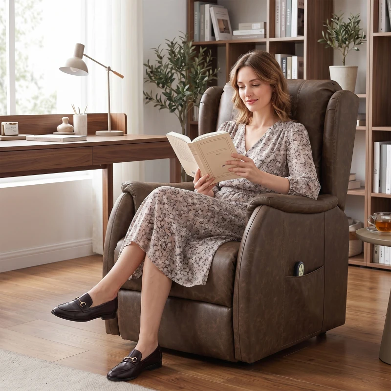 HOMCOM Power Lift Recliner Chair, Dual Motor Electric Lift Chair for Elderly with Remote Control, Brown