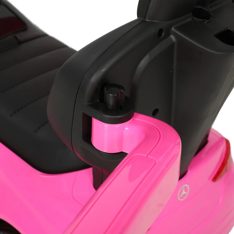 AIYAPLAY Correpasillos 3 en 1 Mercedes-Benz con licencia, barrera de seguridad, espacio de almacenamiento, claxon, 83x40x90cm, Rosa