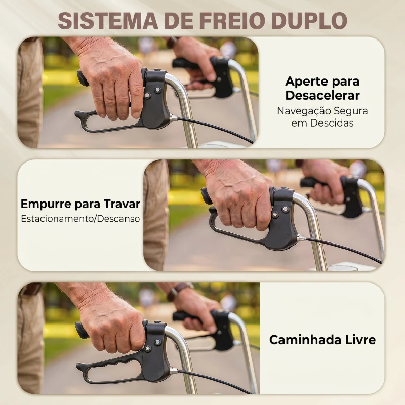 HOMCOM Andarilho Dobrável para Idosos com Assento 4 Rodas Altura Ajustável Travões de Mão Cesto Suporte de Bengala, Vermelho