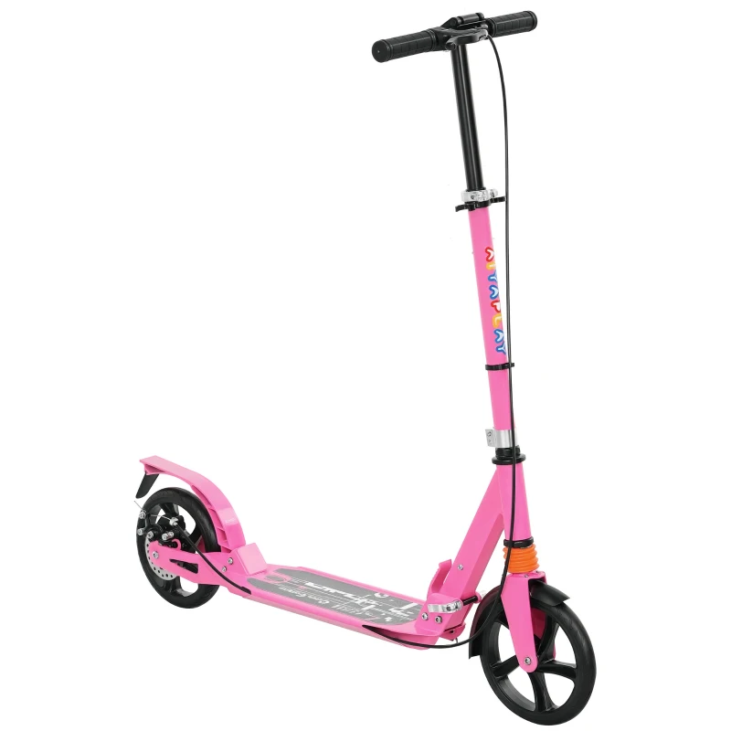 AIYAPLAY kinderstep met verstelbare handvatten, inklapbare kinderstep voor kinderen 6-12 jaar 94 x 36 x 88-103 cm Roze